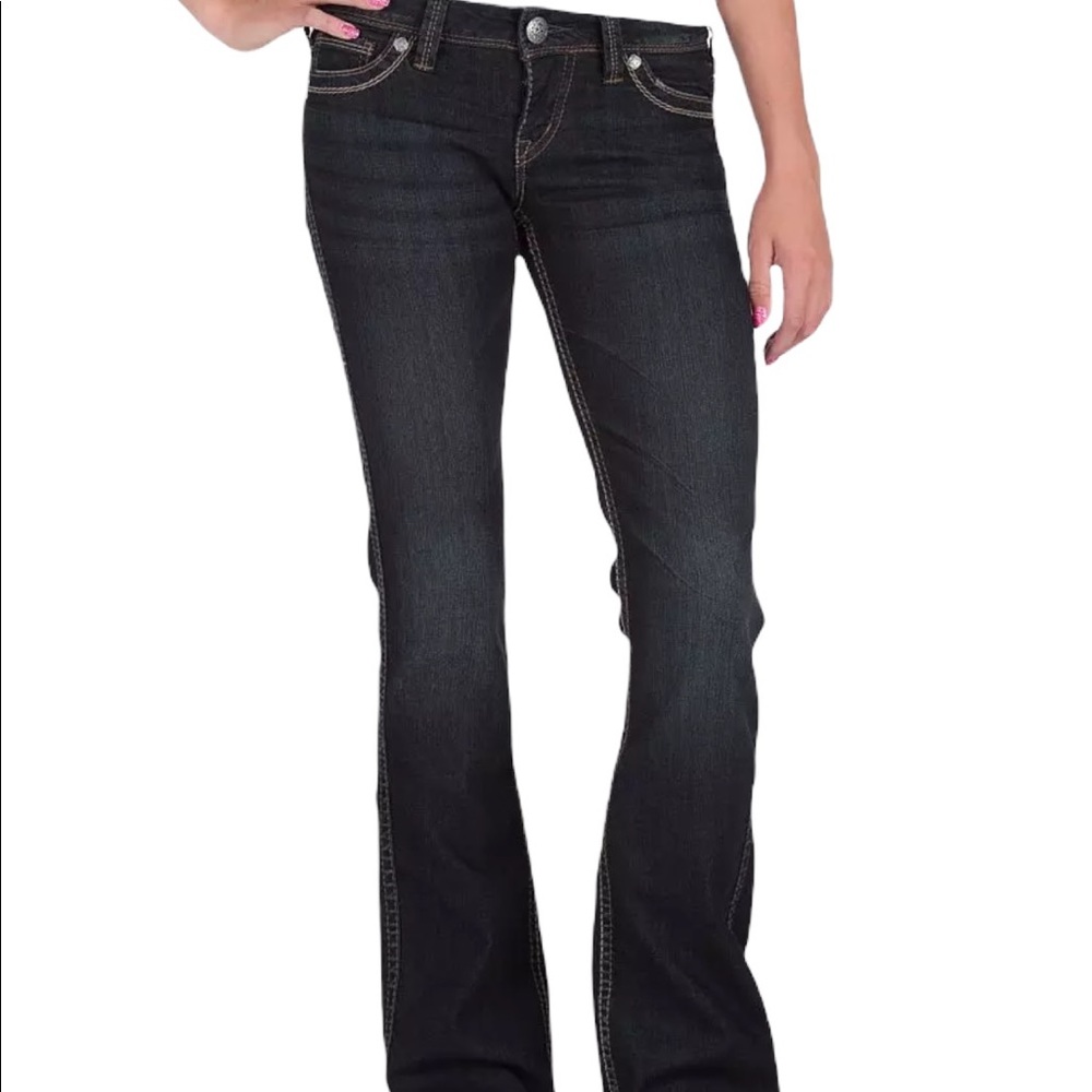 VINTAGE SILVER LOW RISE JEANS SIZE 29